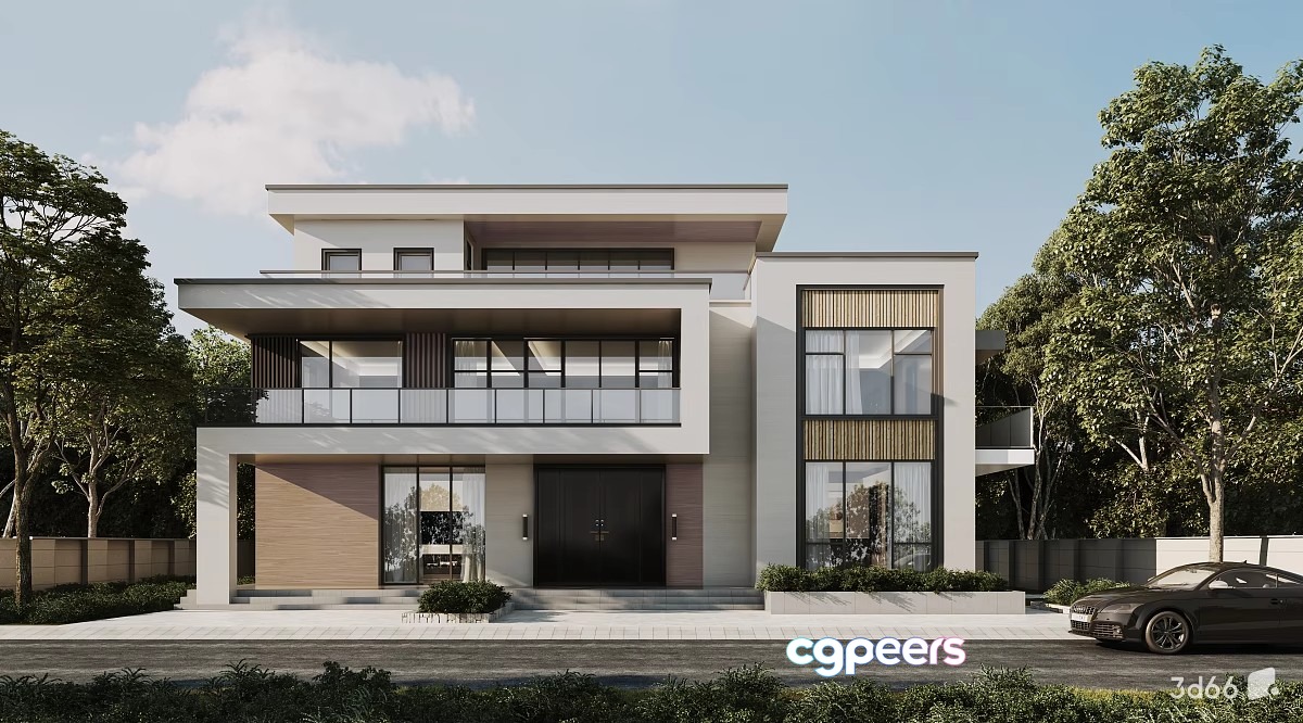 Modern 2-Story House 3D Model - 20978 - VRAY Render