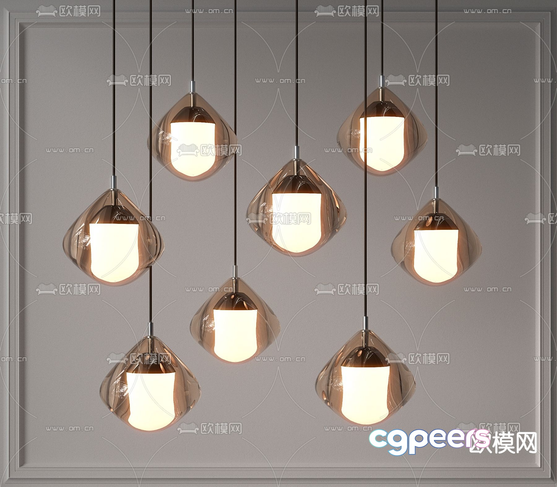 The Single Main Subject Is A Collection Of Hanging Light Fixtures 3D Model - 2233 - VRAY Render