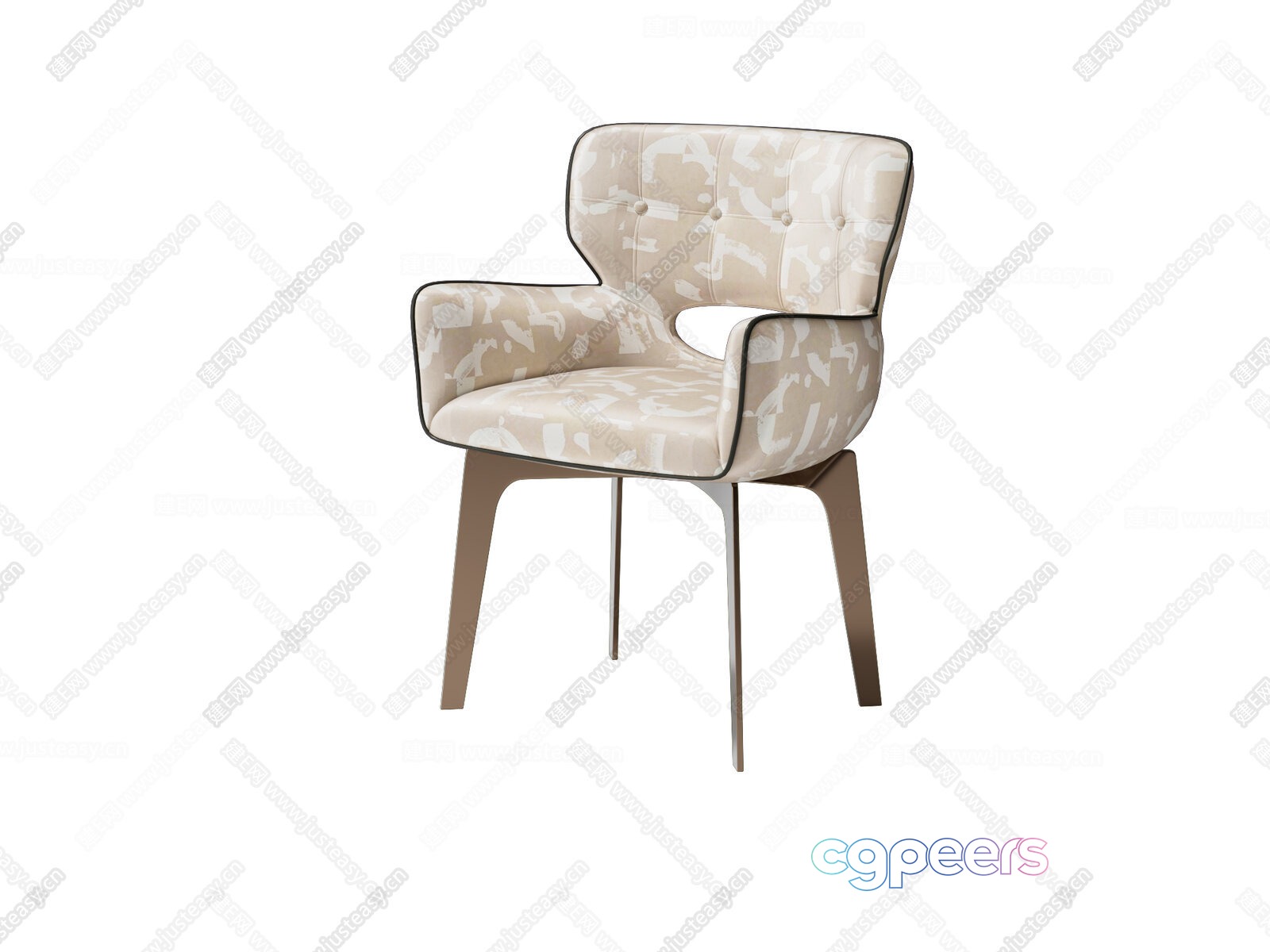 A Modern Beige Chair 3D Model - 17962 - VRAY Render