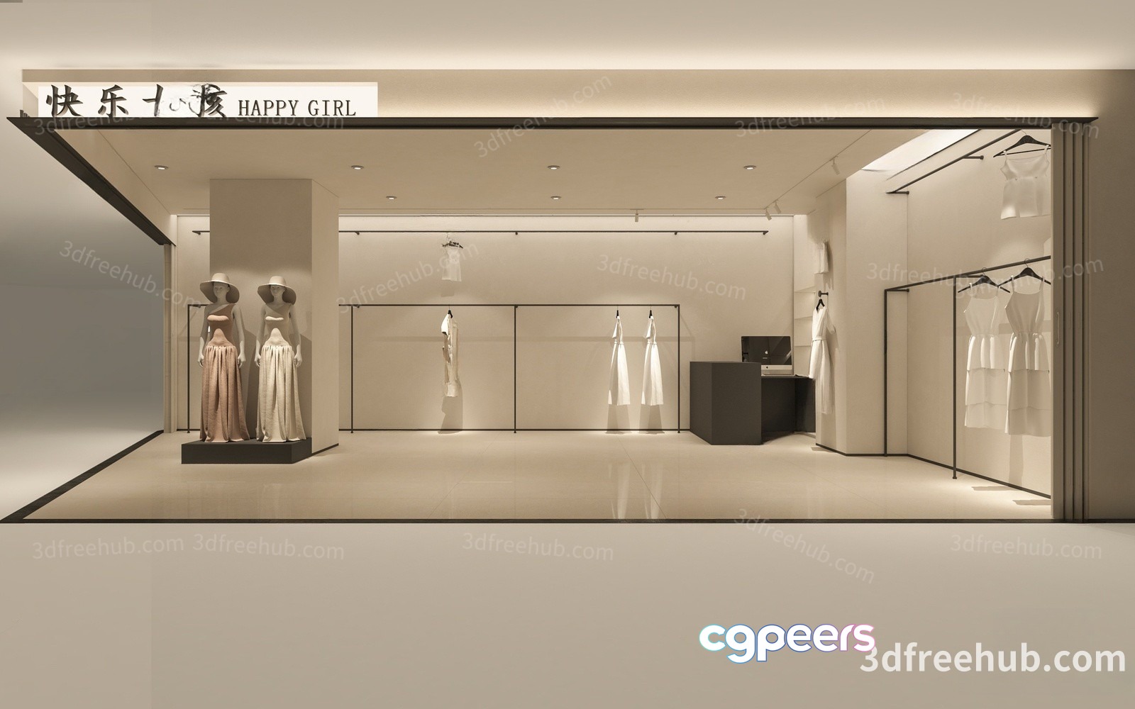 A Clothing Store With A Minimalist Design 3D Model - 22892 - VRAY Render