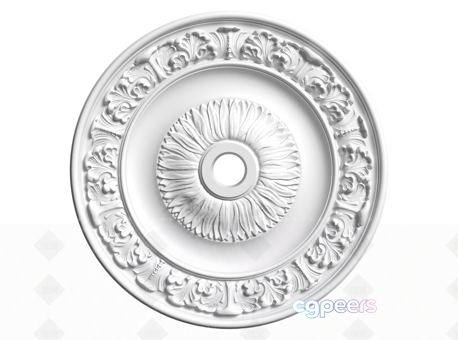 A Decorative Ceiling Medallion 3D Model - 17416 - VRAY Render