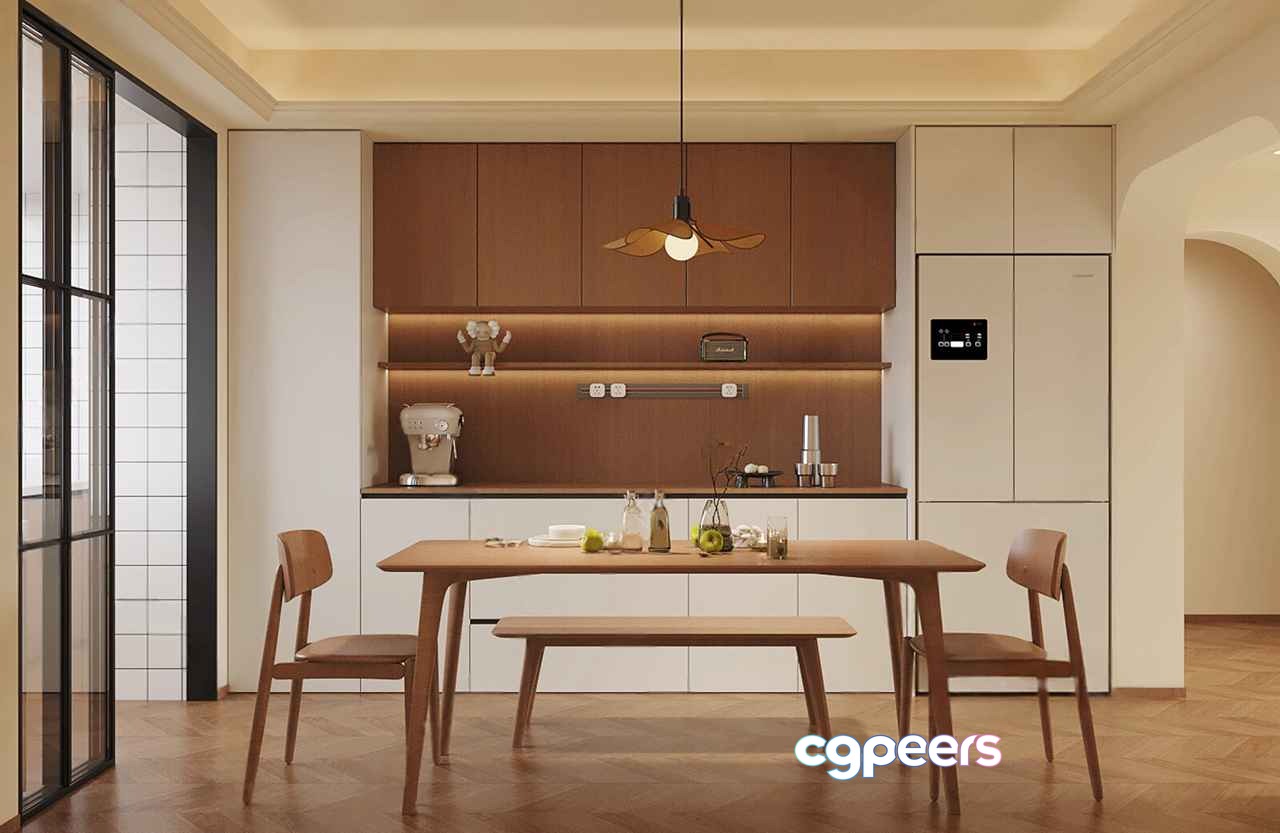 Wooden Dining Table 3D Model - 13819 - CORONA Render Wooden Dining Table 3D Model - 13819 - CORONA Render