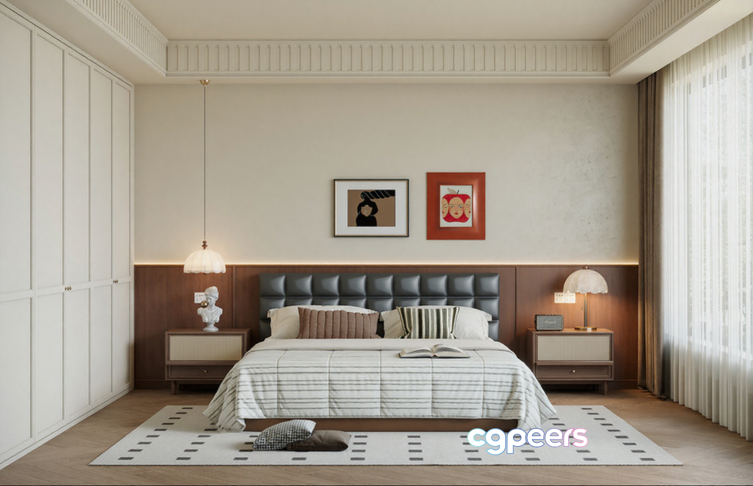 Cozy Modern Bedroom 3D Model - 6963 - CORONA Render Cozy Modern Bedroom 3D Model - 6963 - CORONA Render