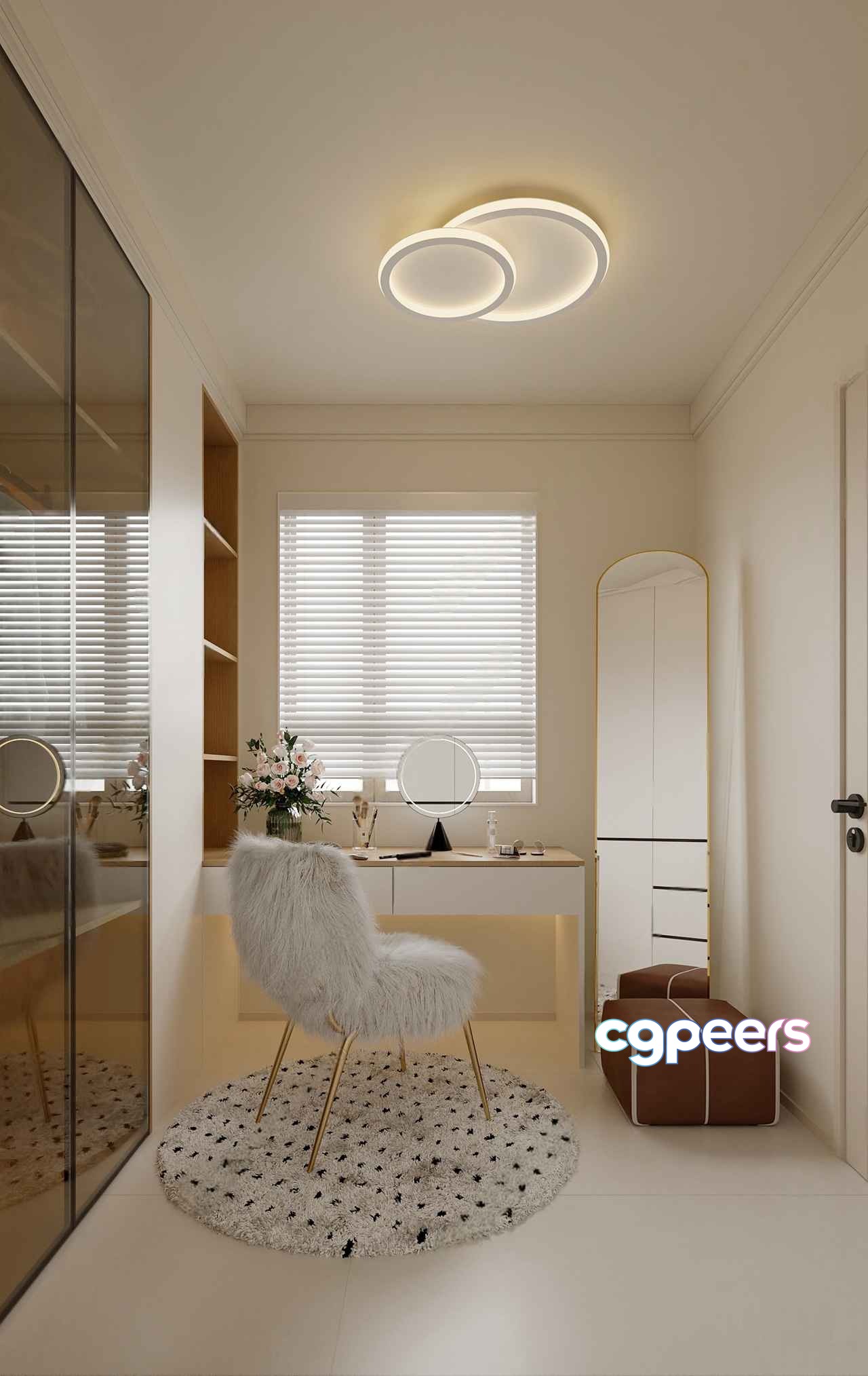 Modern White Vanity Room 3D Model - 4971 - VRAY Render