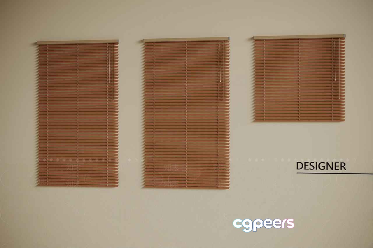 The Single Main Subject Is Three Brown Blinds 3D Model - 12356 - VRAY Render