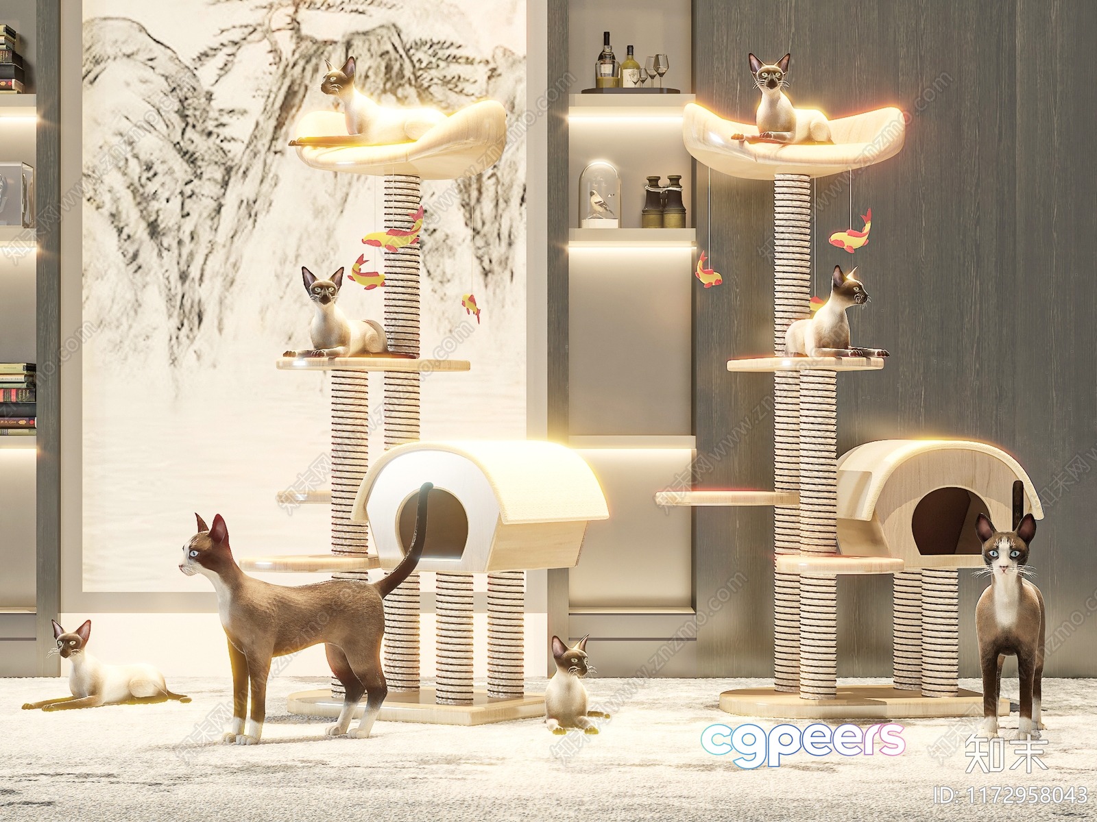 Modern Cat Tower 3D Model - 22785 - VRAY Render