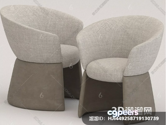 Two Beige Chairs 3D Model - 13148 - VRAY Render