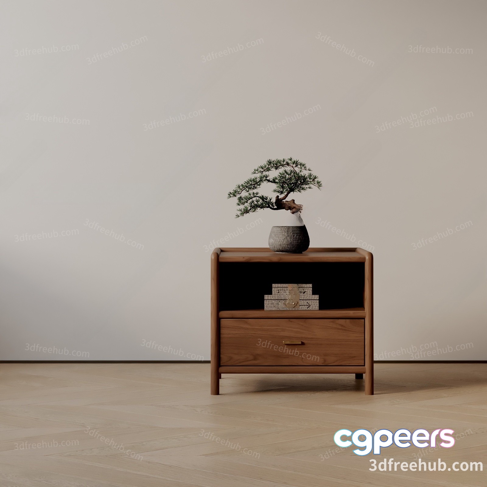 Wooden Side Table 3D Model - 20566 - VRAY Render