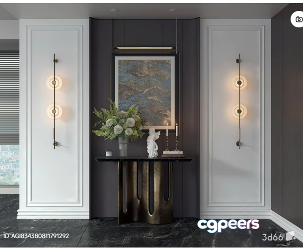 Modern Hallway With Sconces 3D Model - 12976 - VRAY Render Modern Hallway With Sconces 3D Model - 12976 - VRAY Render