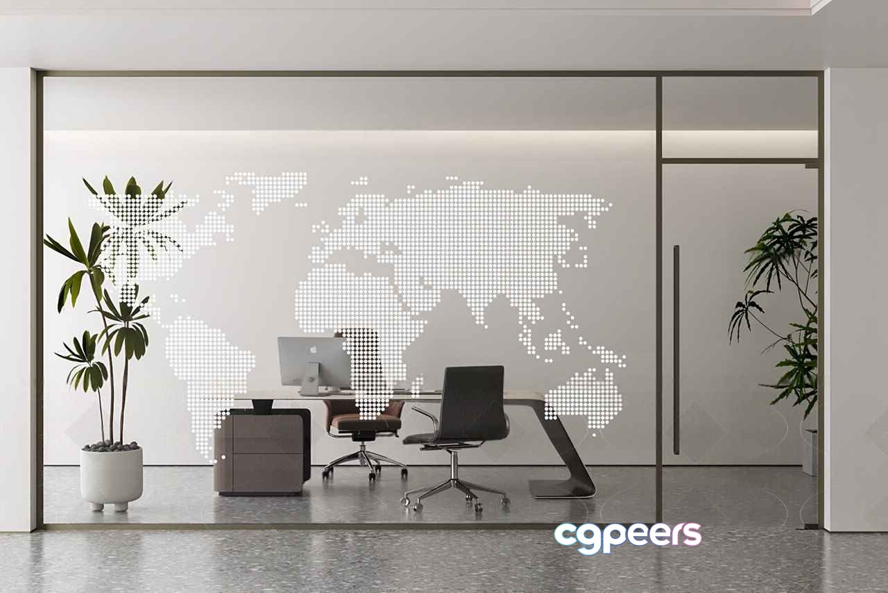 A Modern Office 3D Model - 2266 - VRAY Render