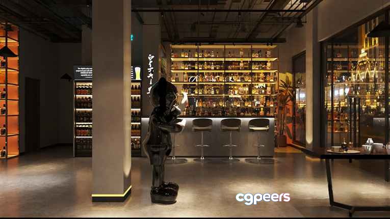 Modern Bar Area 3D Model - 8735 - CORONA Render