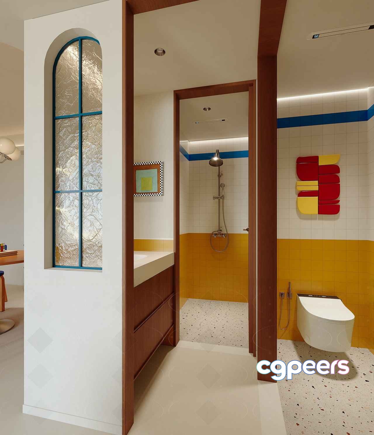 A Bathroom With A Modern Design 3D Model - 475 - CORONA Render