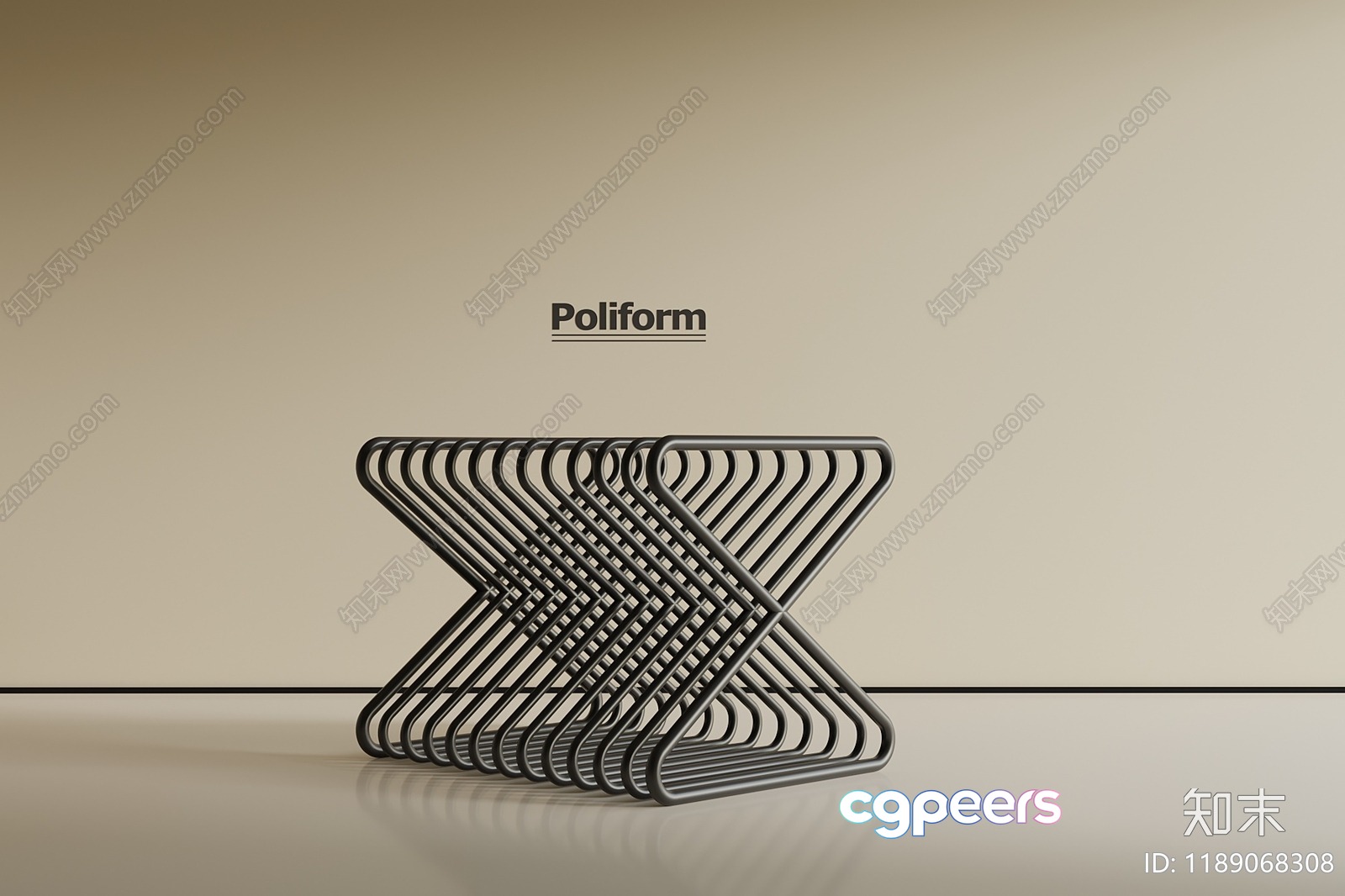 Modern Black Furniture 3D Model - 2166 - VRAY Render