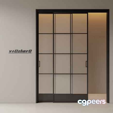 A Glass Door 3D Model - 14599 - VRAY Render