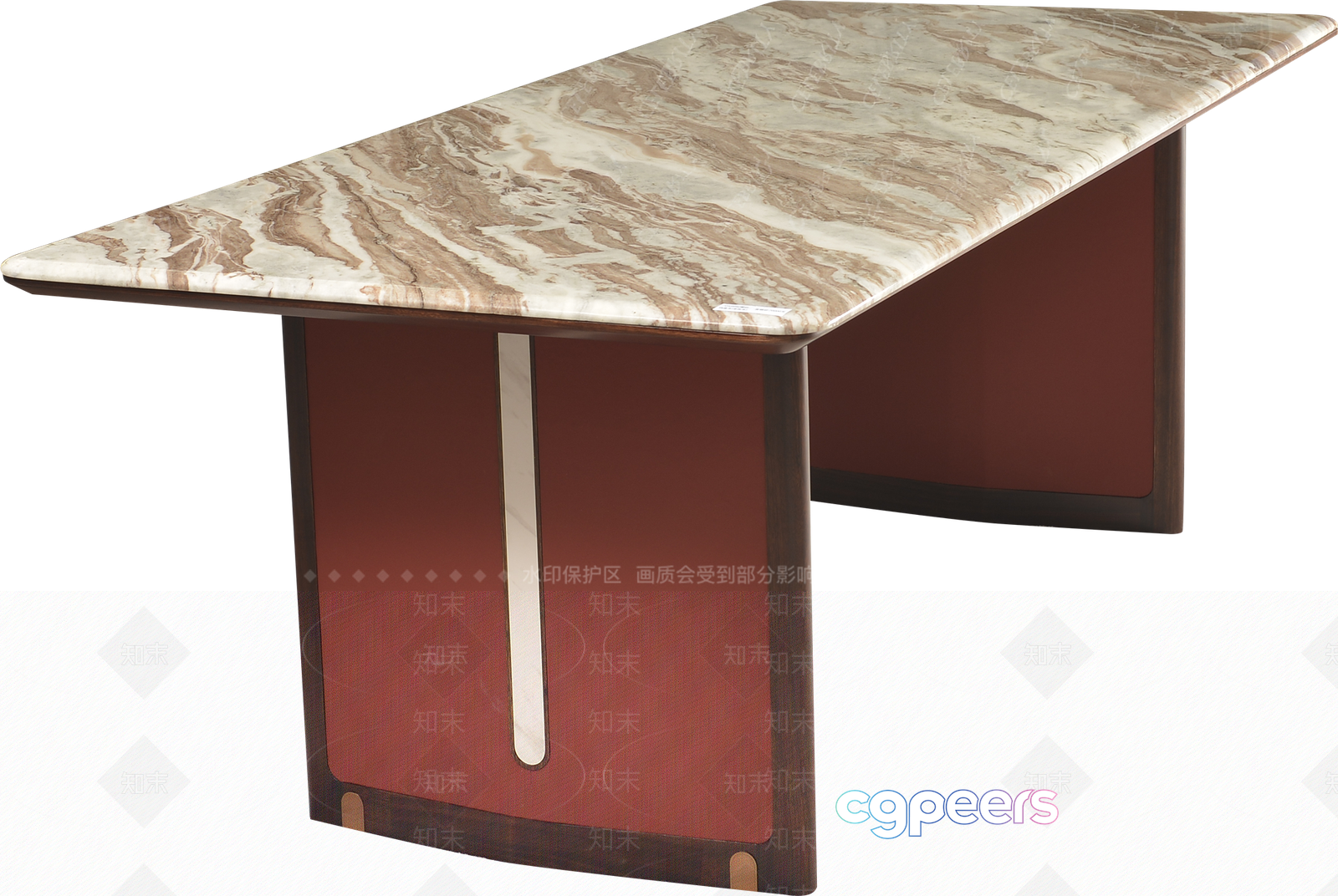 A Marble-Topped Table With A Brown Base 3D Model - 6871 - VRAY Render