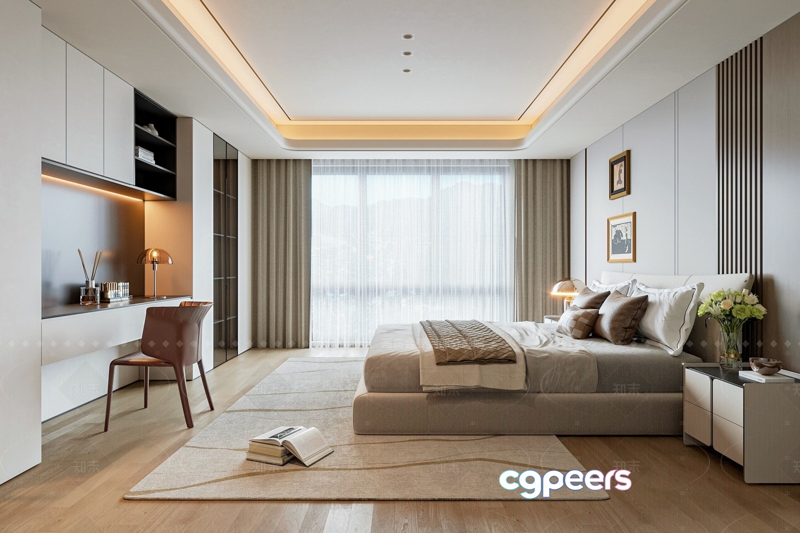 Modern Bedroom Suite 3D Model - 4428 - VRAY Render Modern Bedroom Suite 3D Model - 4428 - VRAY Render