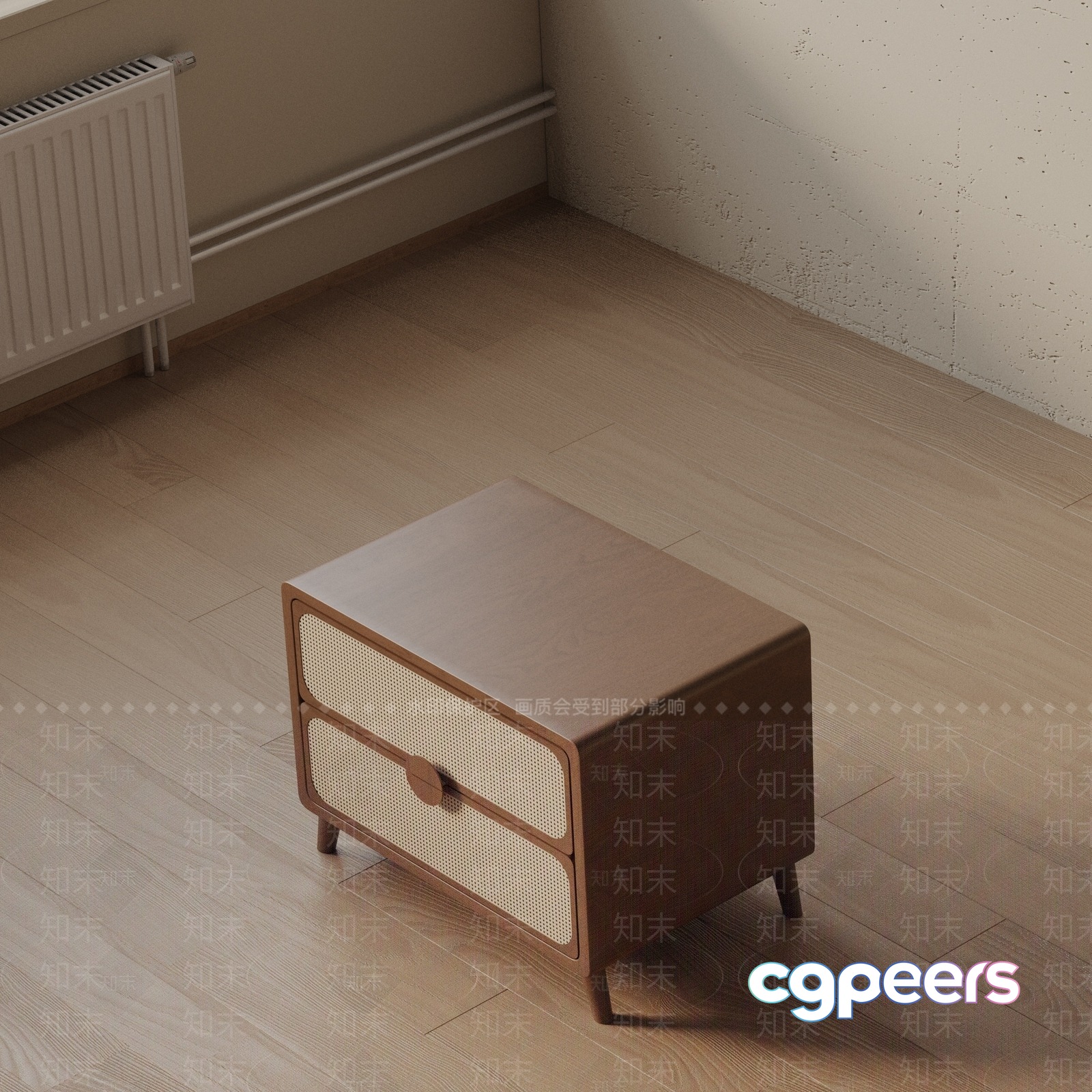 A Small Wooden Table 3D Model - 1987 - VRAY Render