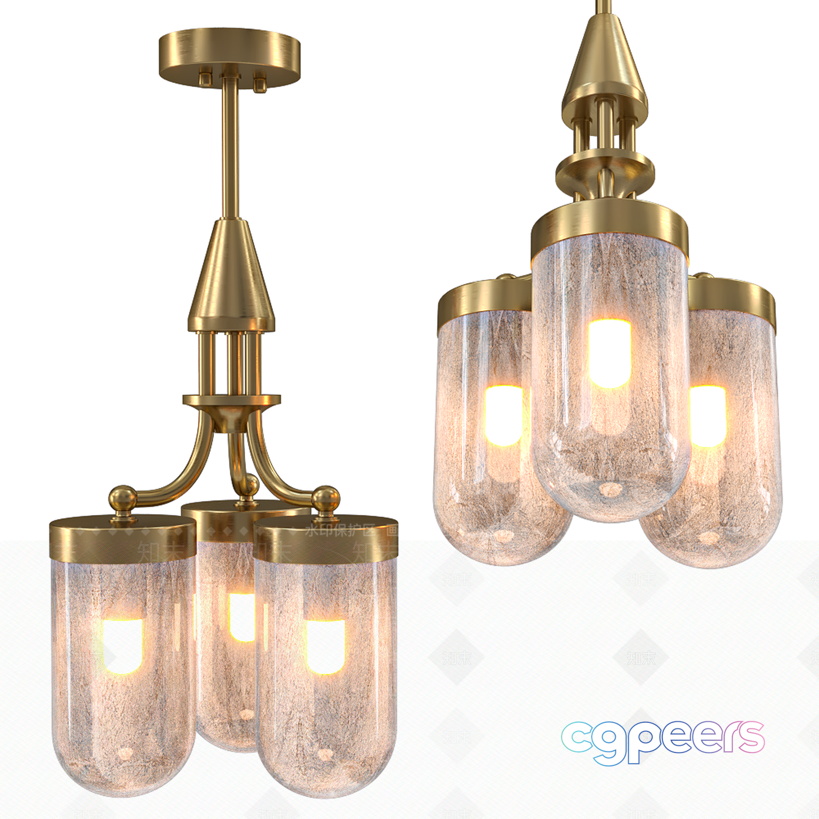 Gold Light Fixture 3D Model - 12730 - VRAY Render