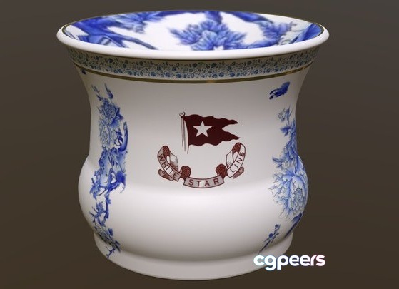 3D Game Assets - Ceramic Spittoon White Star Line 3D Game Assets - Ceramic Spittoon White Star Line