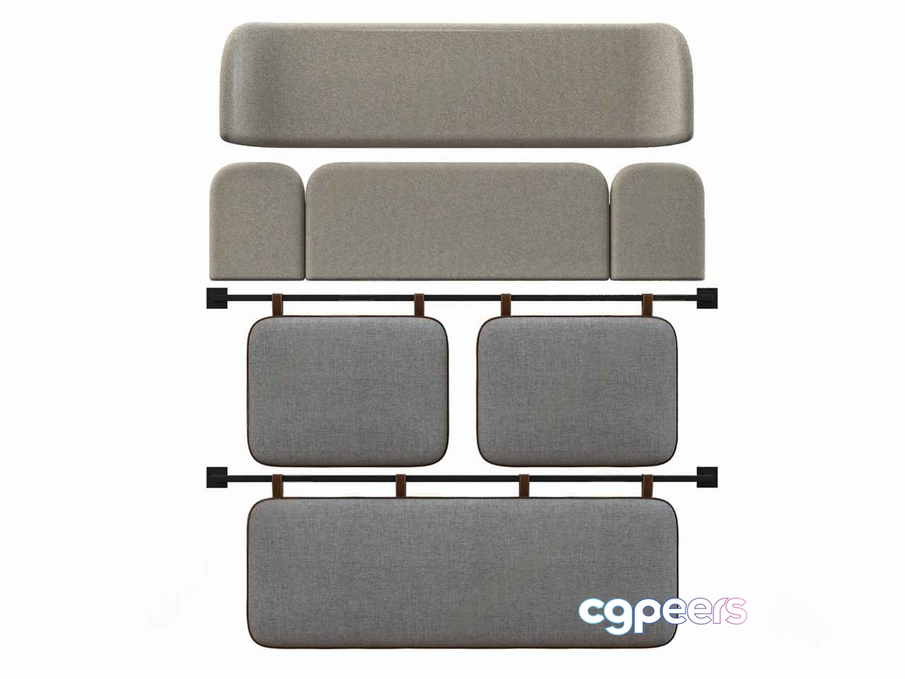 Grey Sofa With Metal Frame 3D Model - 6511 - VRAY Render