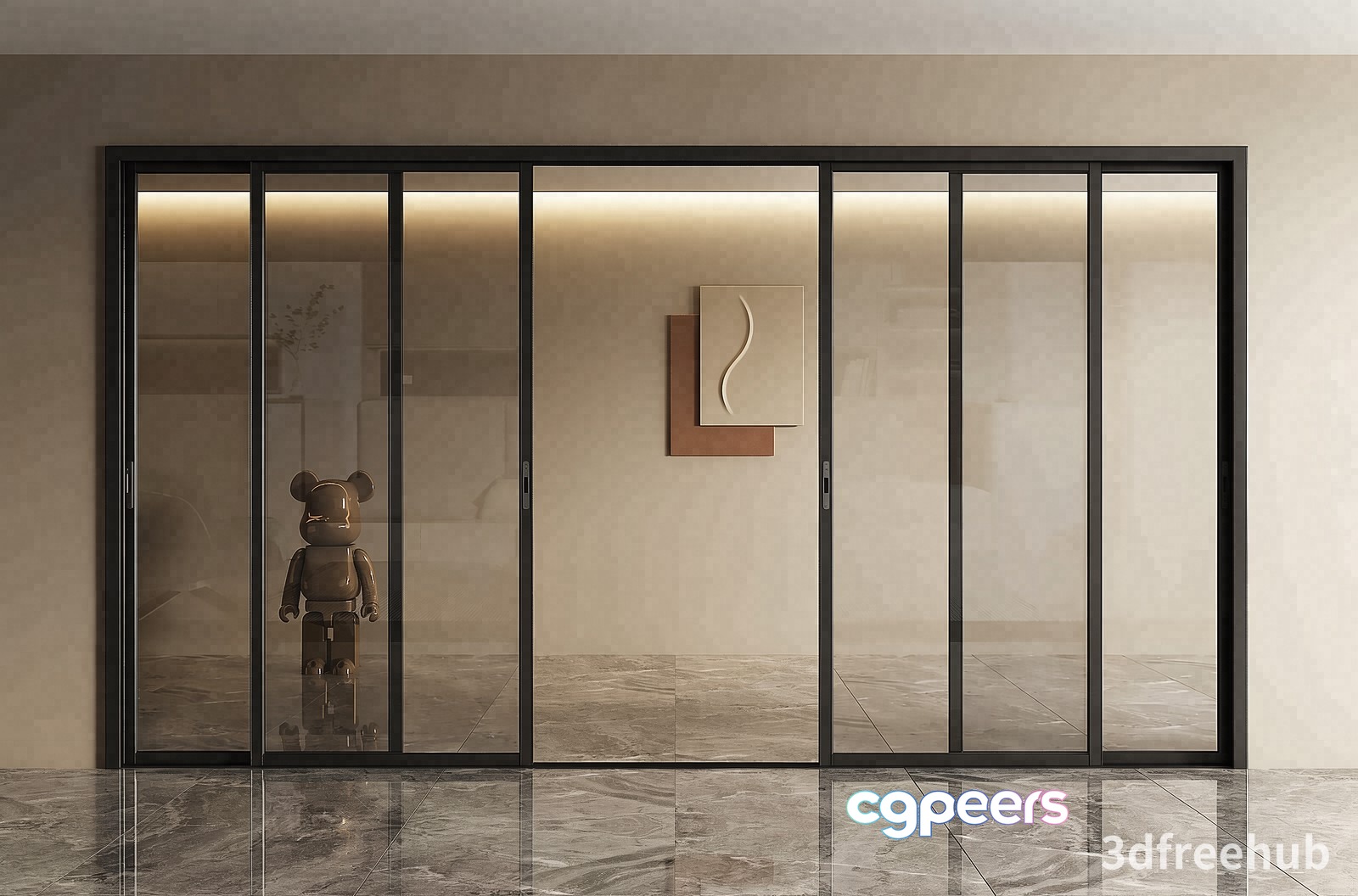 Modern Sliding Doors 3D Model - 21885 - VRAY Render