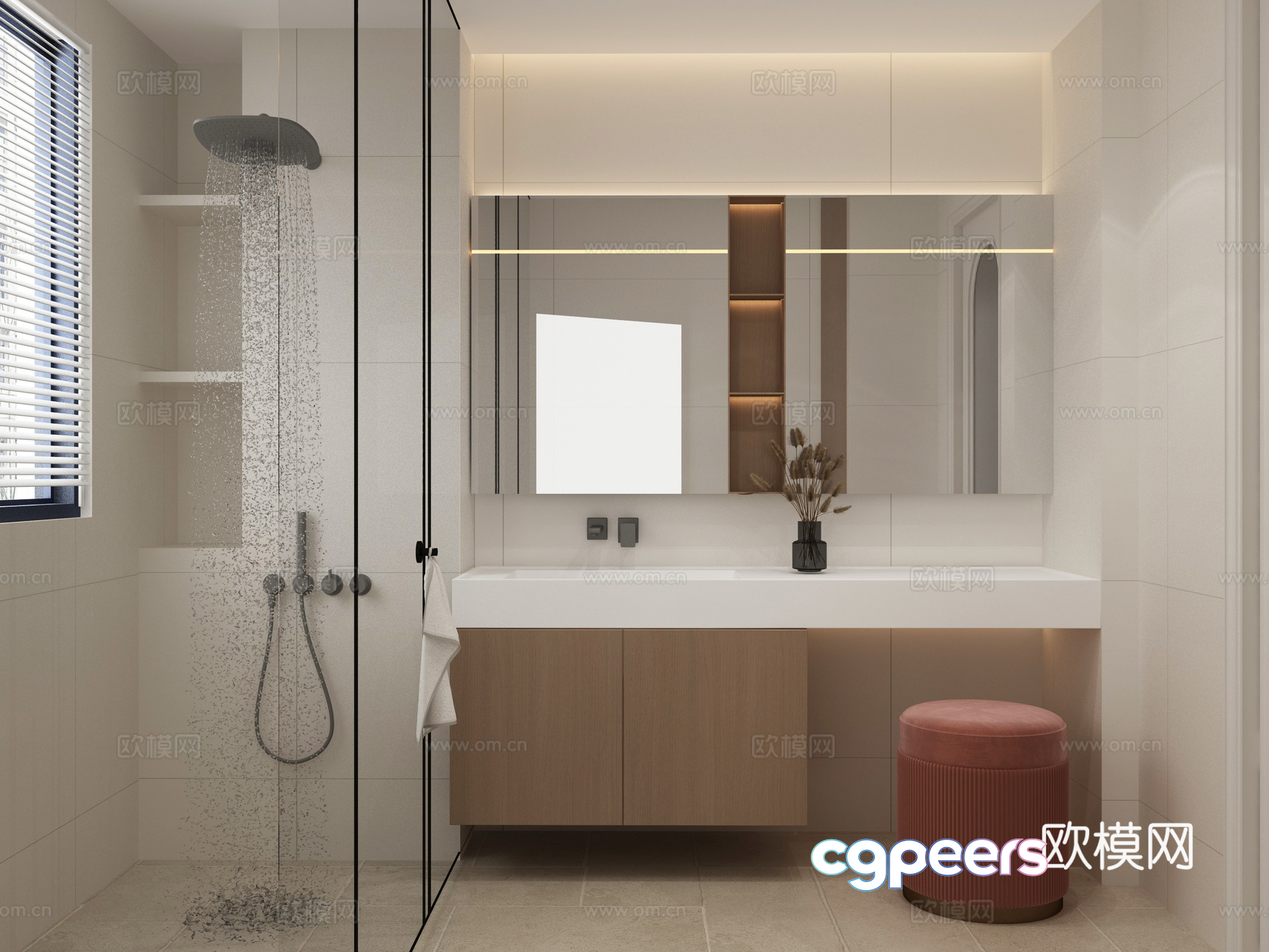 Modern Bathroom 3D Model - 7295 - VRAY Render Modern Bathroom 3D Model - 7295 - VRAY Render