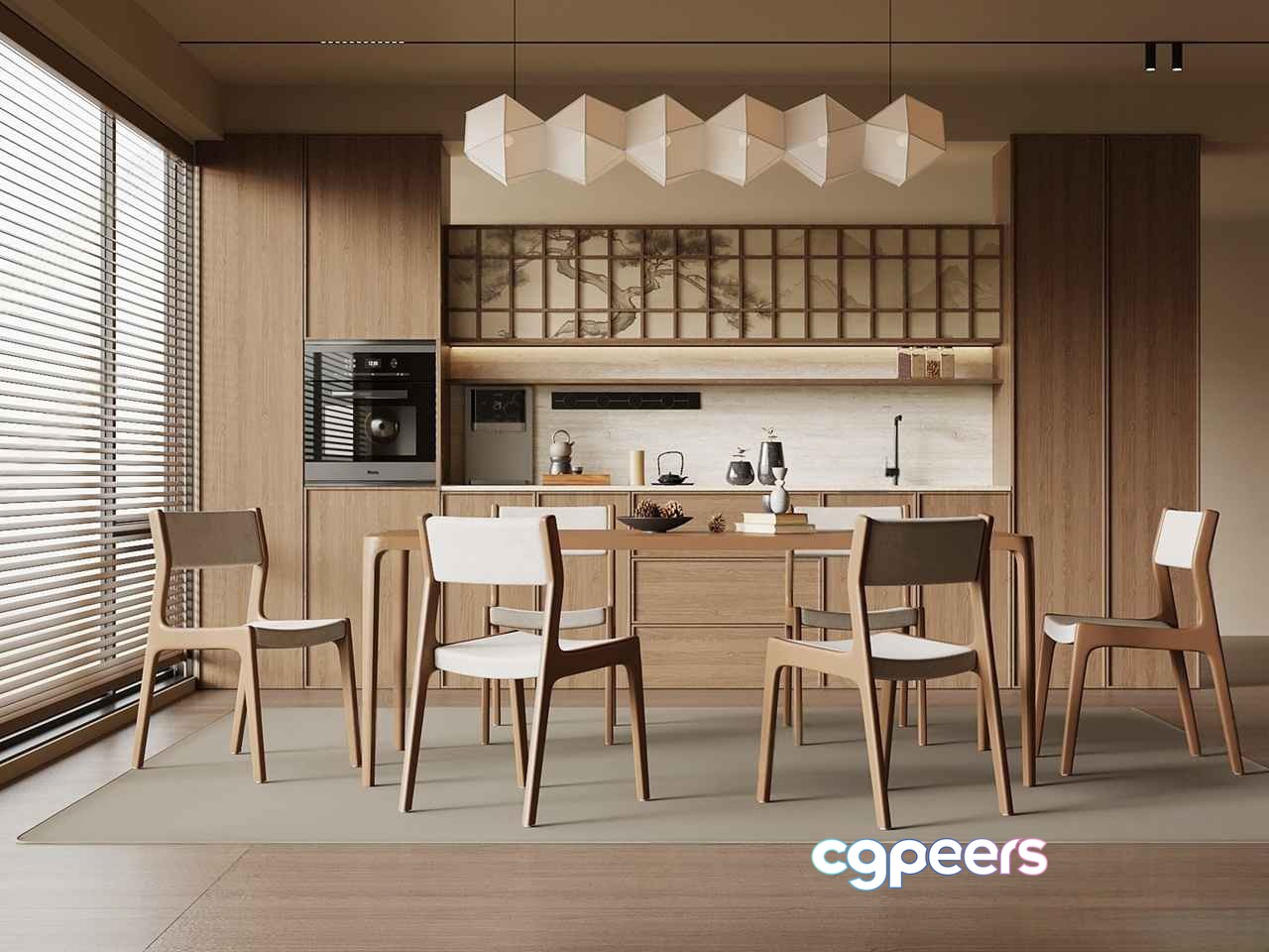 Modern Japanese Dining Room 3D Model - 2323 - VRAY Render Modern Japanese Dining Room 3D Model - 2323 - VRAY Render