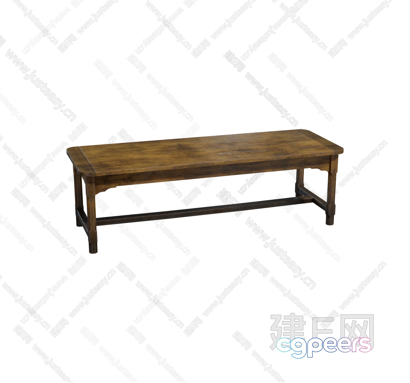 A Simple Wooden Bench 3D Model - 7268 - VRAY Render