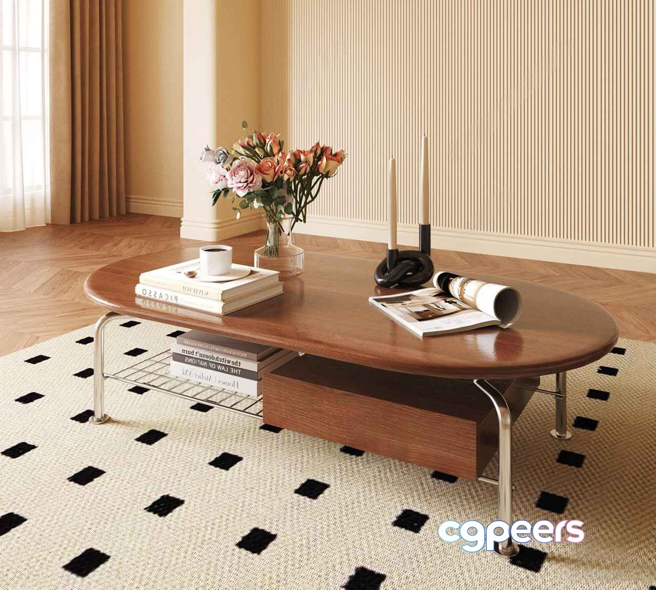 Mid-Century Modern Coffee Table 3D Model - 13391 - VRAY Render