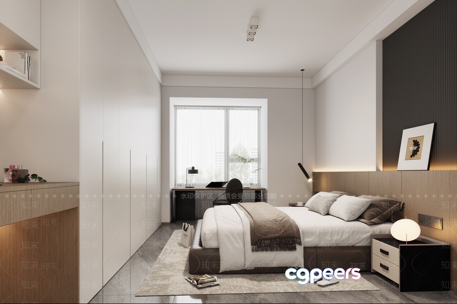 Modern Minimalist Bedroom 3D Model - 14312 - VRAY Render Modern Minimalist Bedroom 3D Model - 14312 - VRAY Render