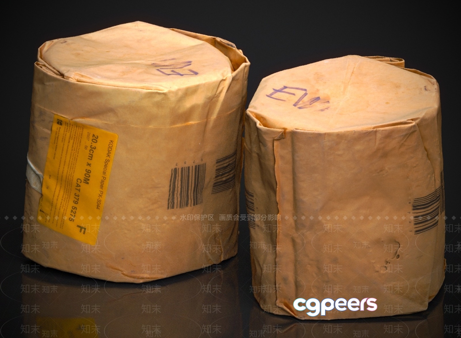 Two Brown Paper-Wrapped Items 3D Model - 6955 - CORONA Render Two Brown Paper-Wrapped Items 3D Model - 6955 - CORONA Render