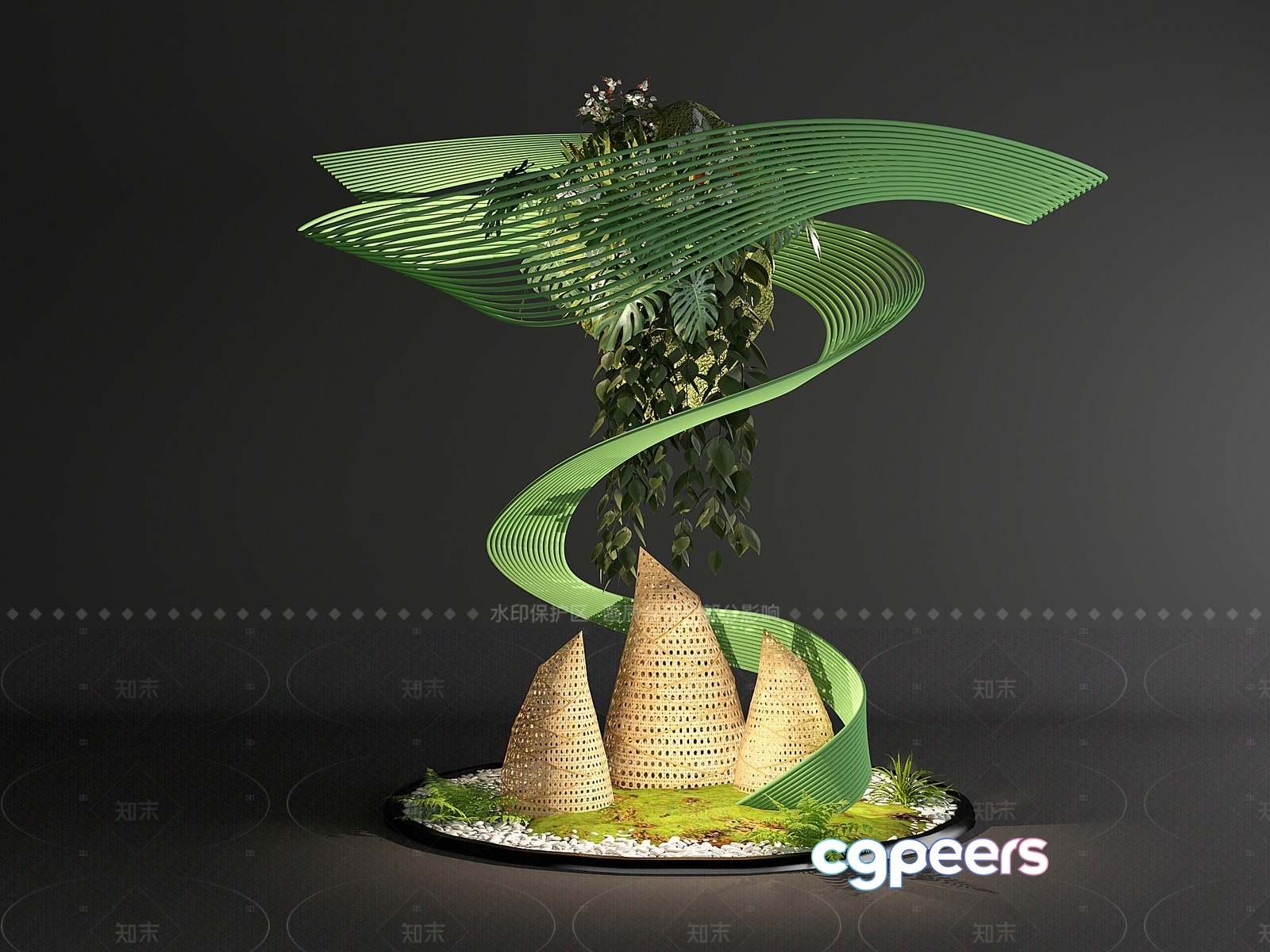 A Decorative Garden With A Unique Design 3D Model - 12355 - VRAY Render