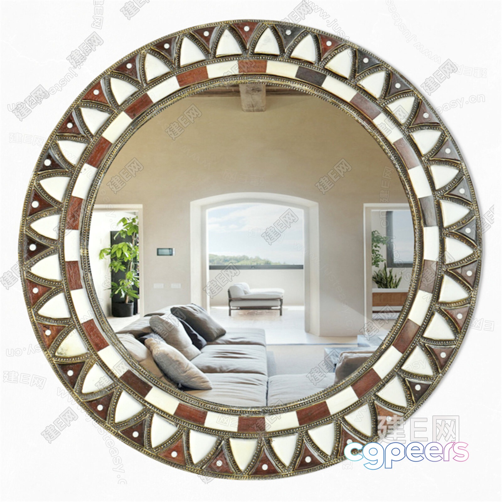 Modern Round Mirror 3D Model - 15861 - VRAY Render Modern Round Mirror 3D Model - 15861 - VRAY Render