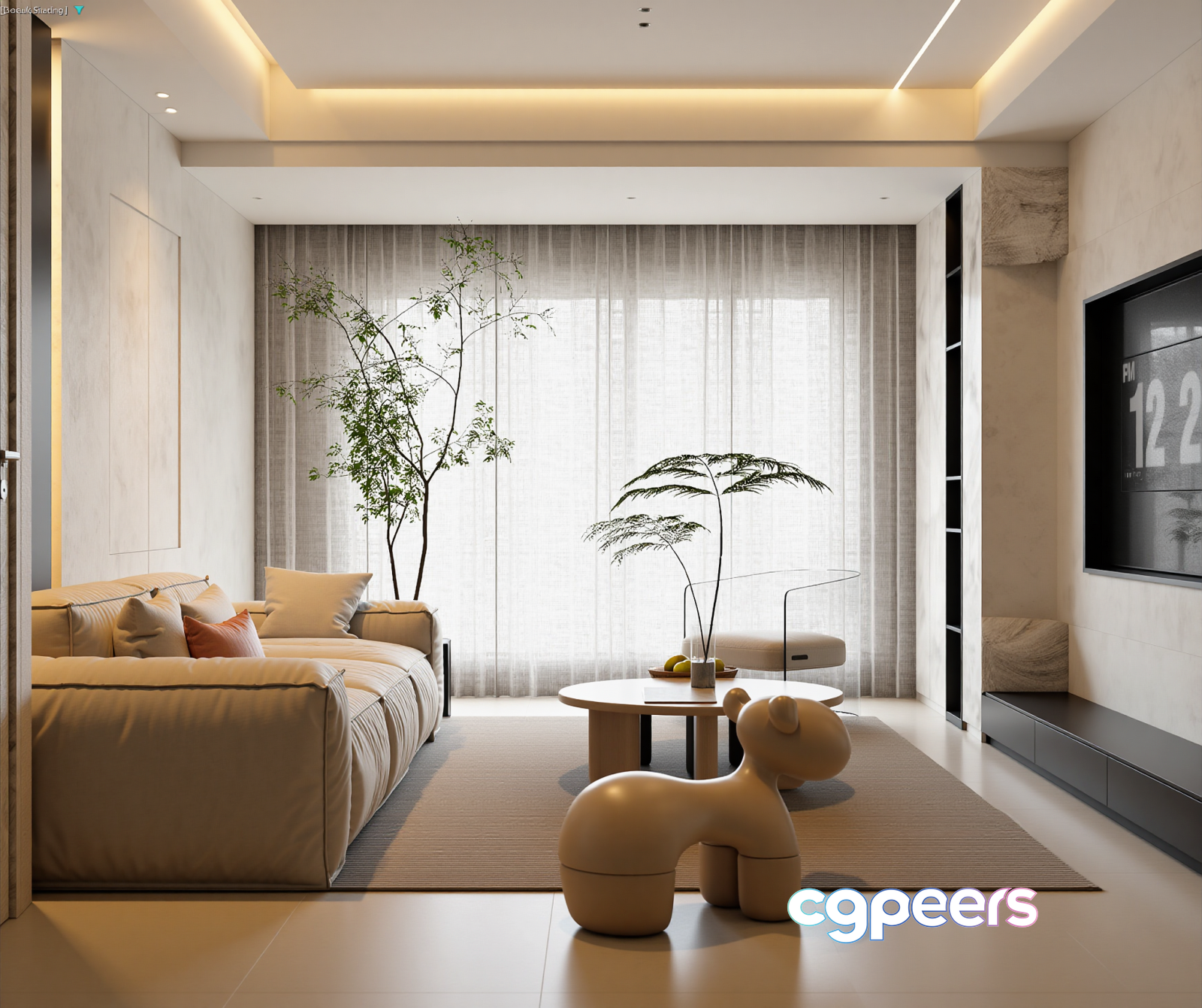 Modern Living Room 3D Model - 18303 - VRAY Render