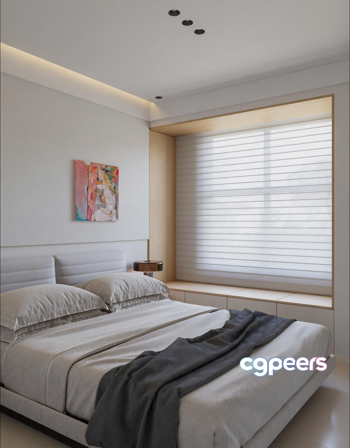 Modern Minimalist Bedroom 3D Model - 4415 - VRAY Render