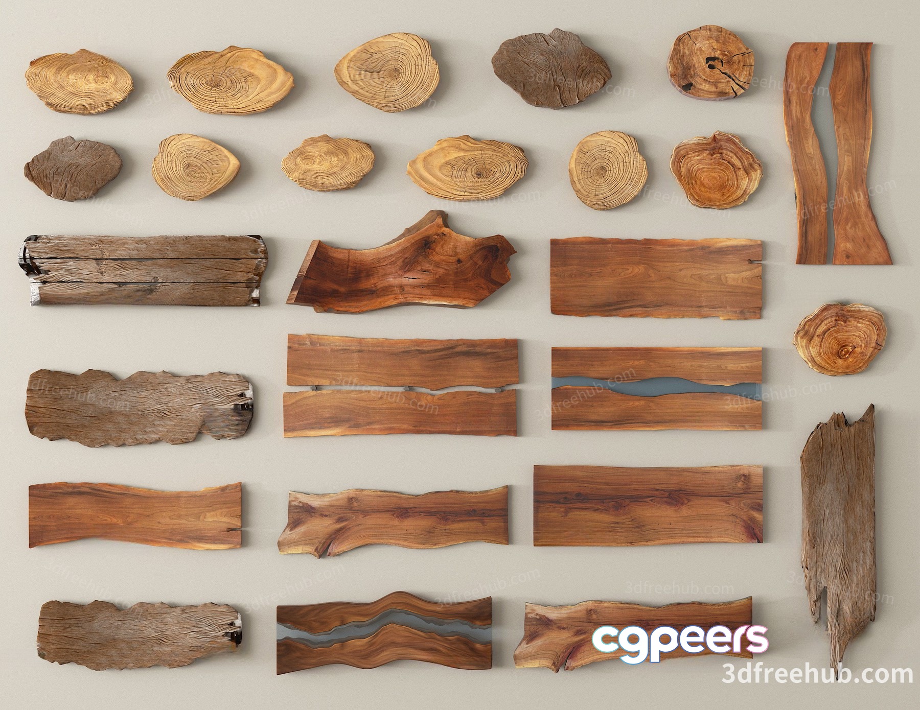 Wooden Decorative Pieces 3D Model - 22440 - VRAY Render