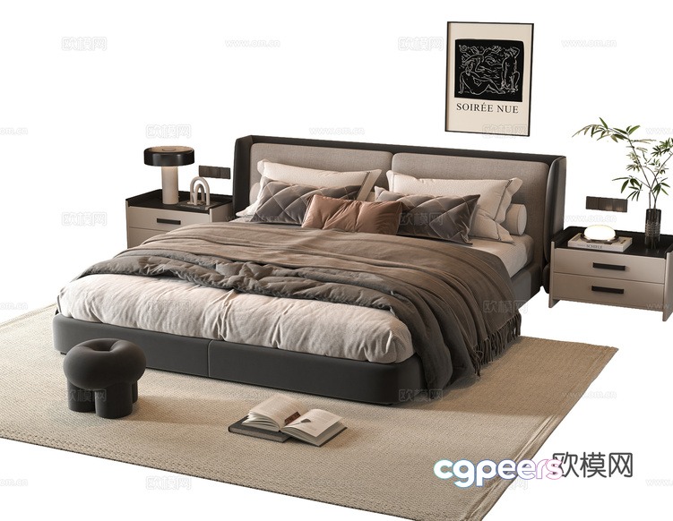 Cozy Modern Bedroom 3D Model - 8990 - VRAY Render