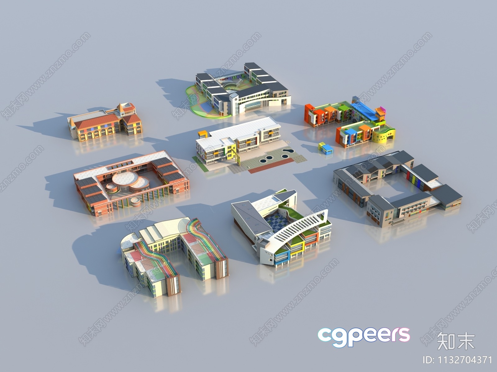 A 3D Rendering Of Various Buildings 3D Model - 13660 - VRAY Render