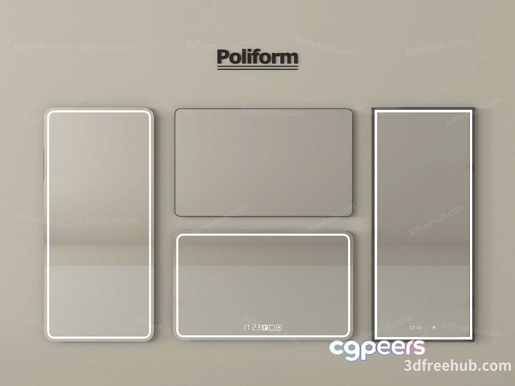 Poliform Mirrors 3D Model - 20522 - VRAY Render