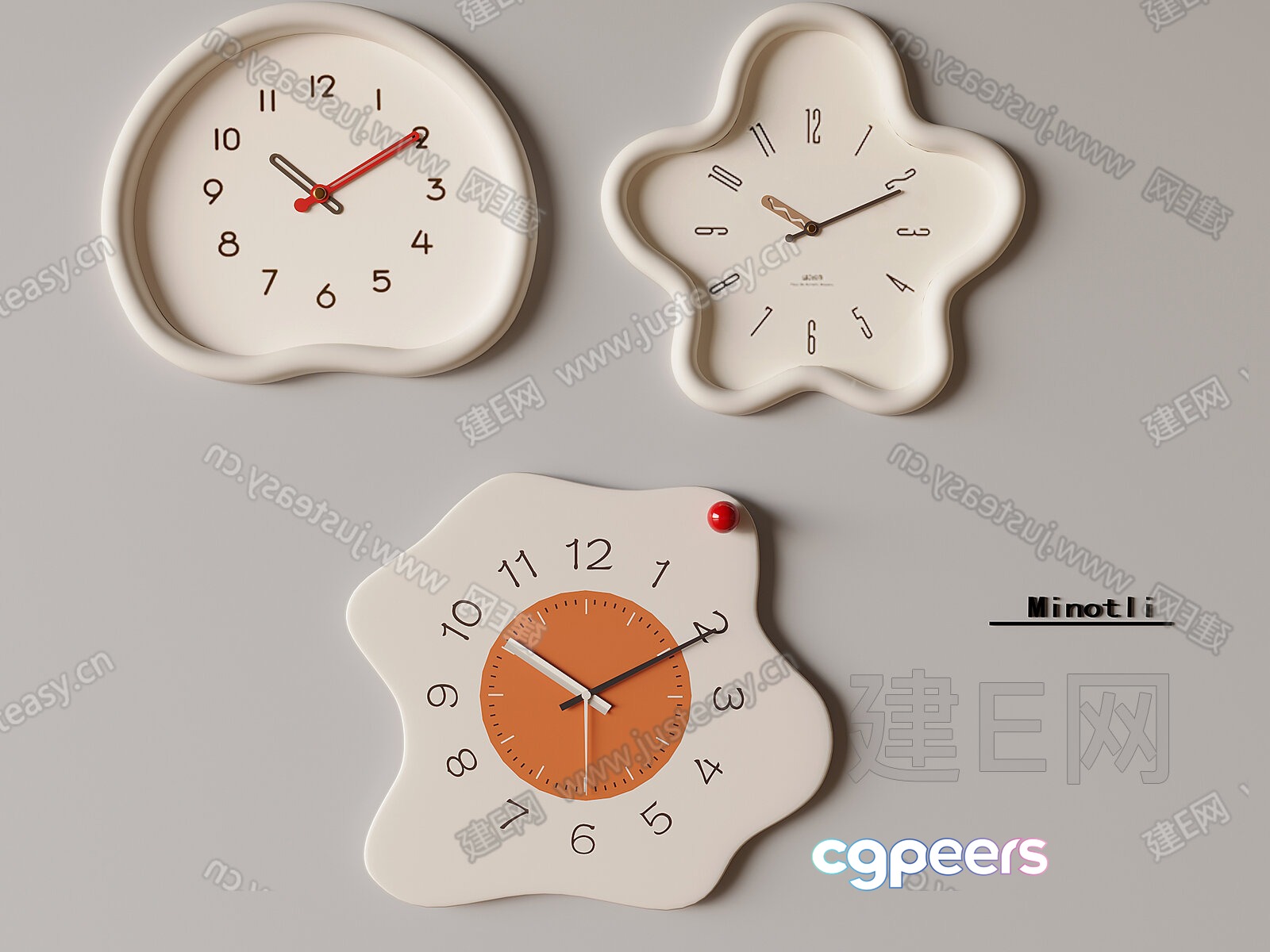 Three Unique Wall Clocks 3D Model - 14667 - VRAY Render