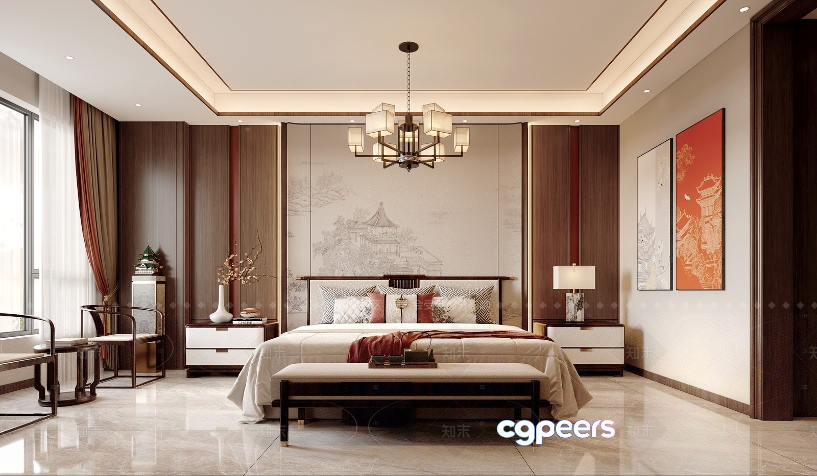 A Modern Bedroom 3D Model - 2375 - VRAY Render