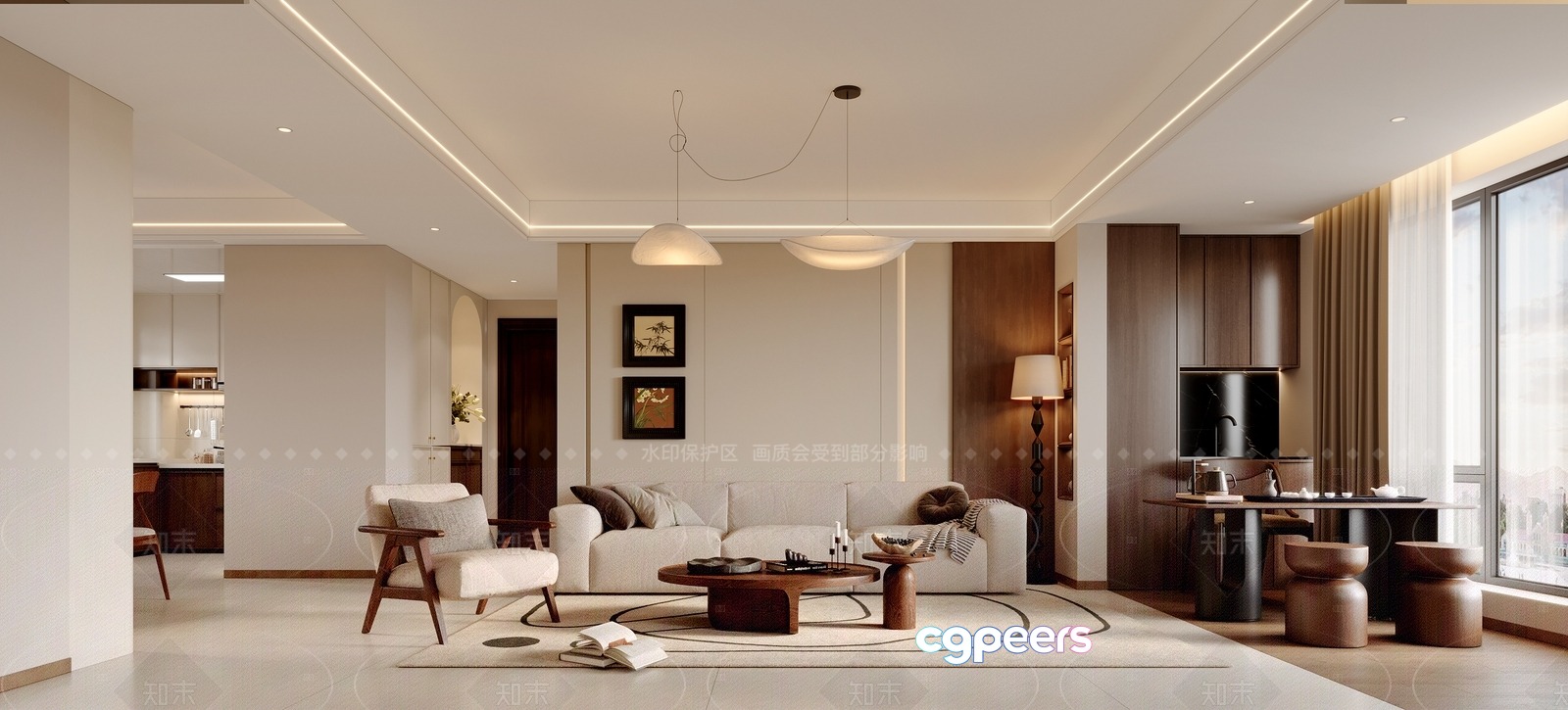 Modern Living Room 3D Model - 3871 - VRAY Render