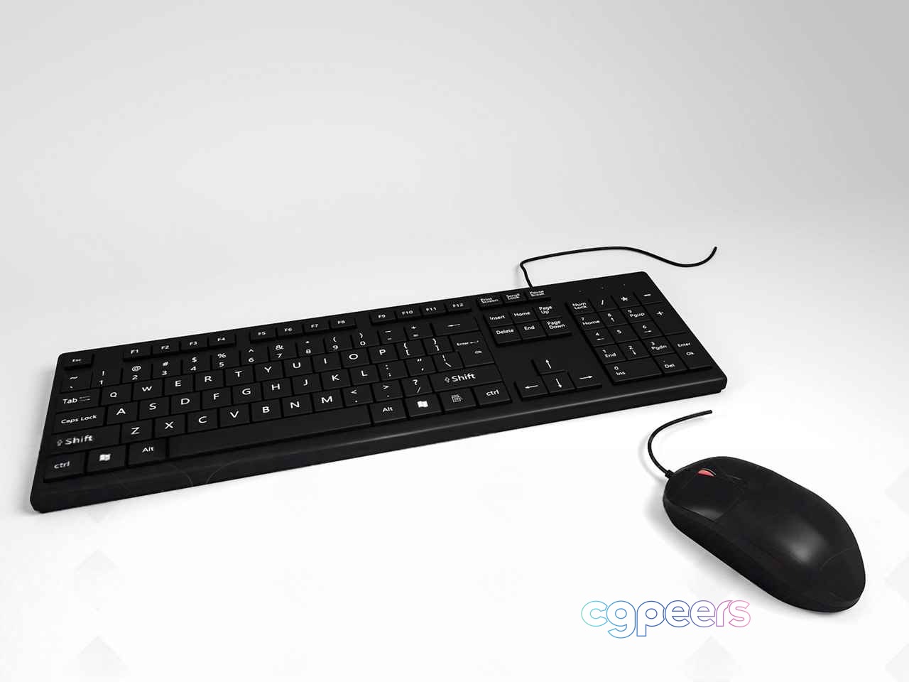A Black Computer Keyboard With A Mouse 3D Model - 7846 - VRAY Render A Black Computer Keyboard With A Mouse 3D Model - 7846 - VRAY Render