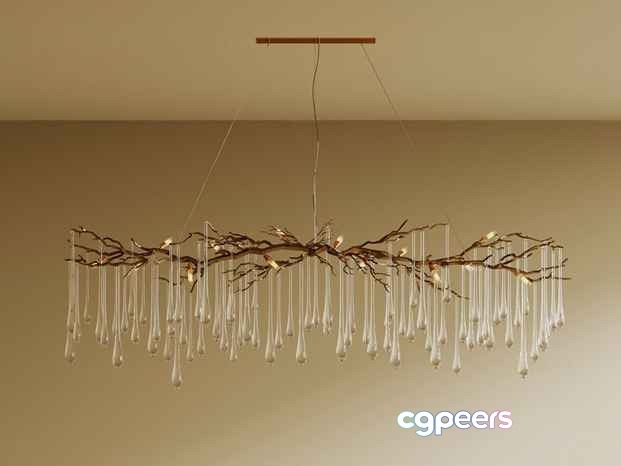 Gold Light Fixture 3D Model - 14325 - VRAY Render