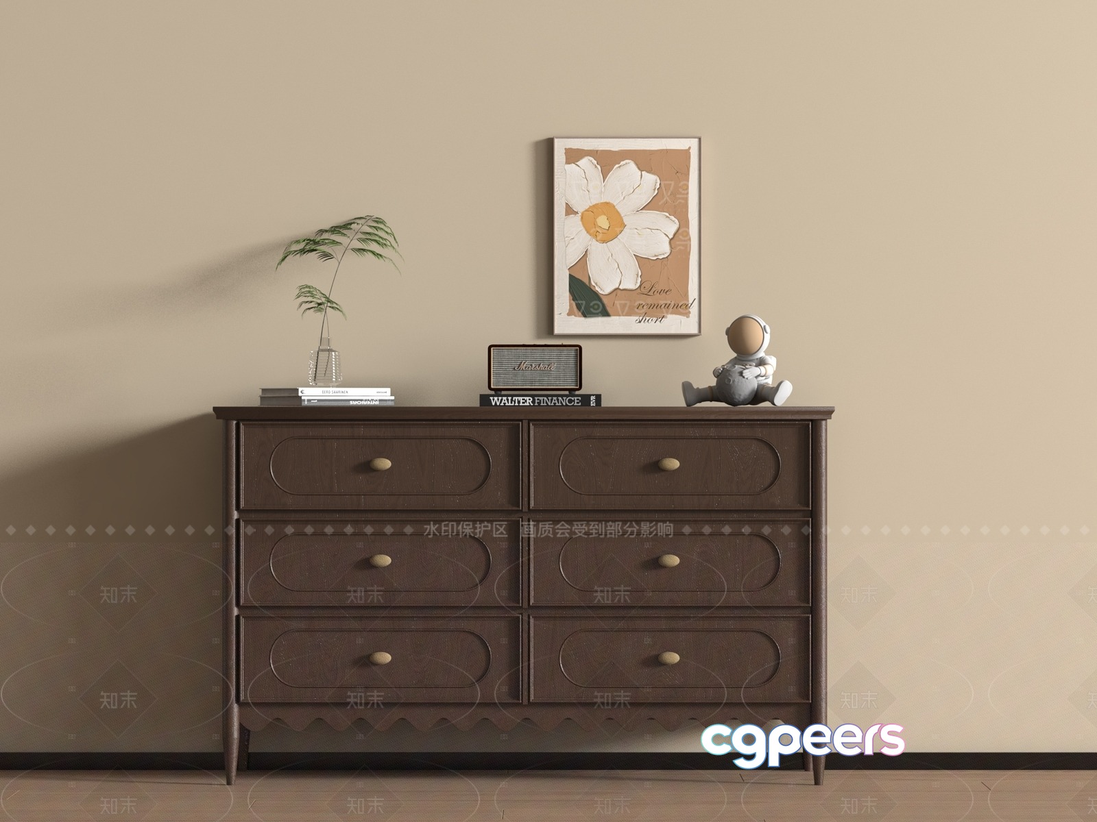 Mid-Century Modern Dresser 3D Model - 7345 - VRAY Render Mid-Century Modern Dresser 3D Model - 7345 - VRAY Render