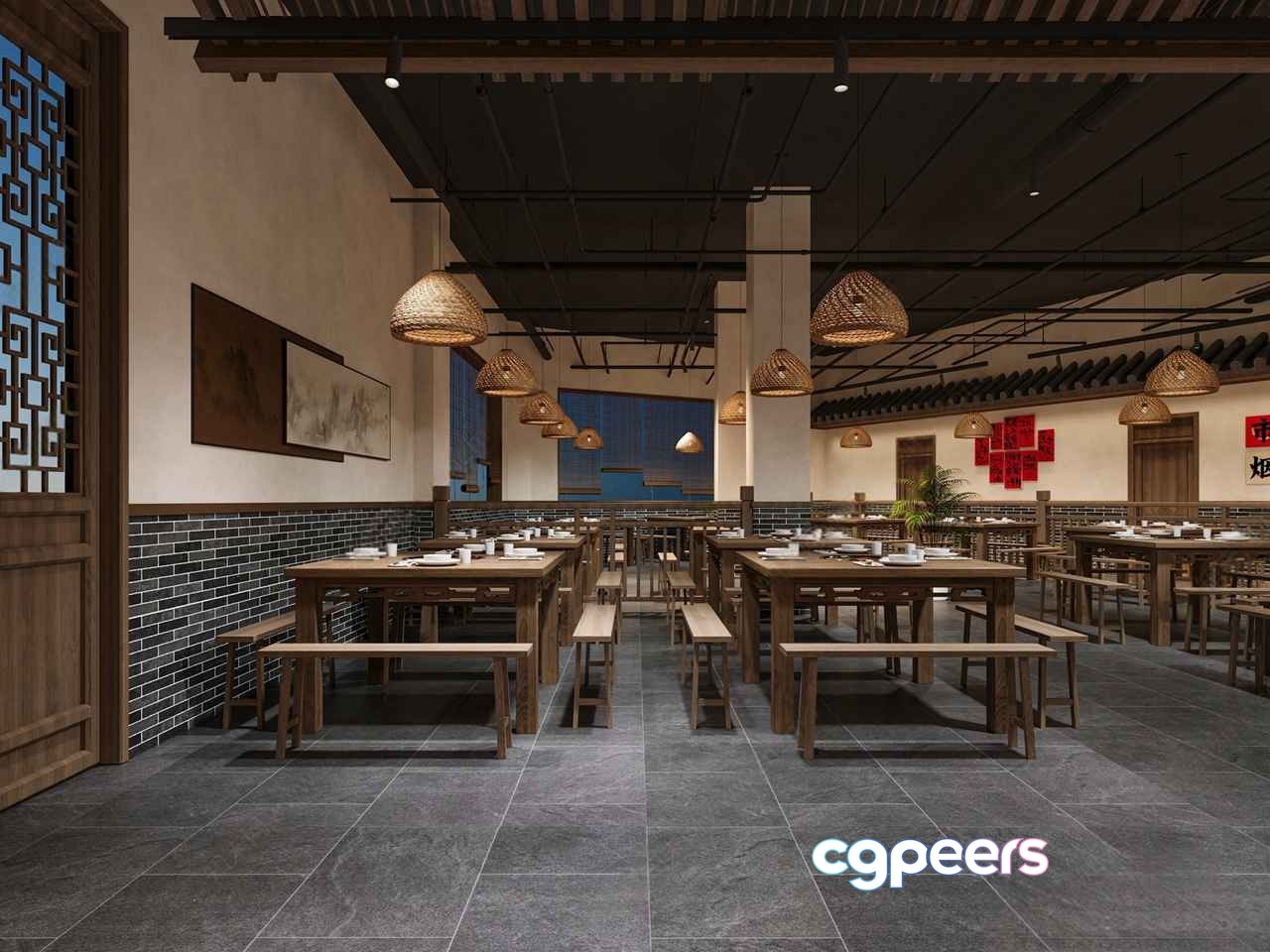 Asian Restaurant 3D Model - 14515 - CORONA Render