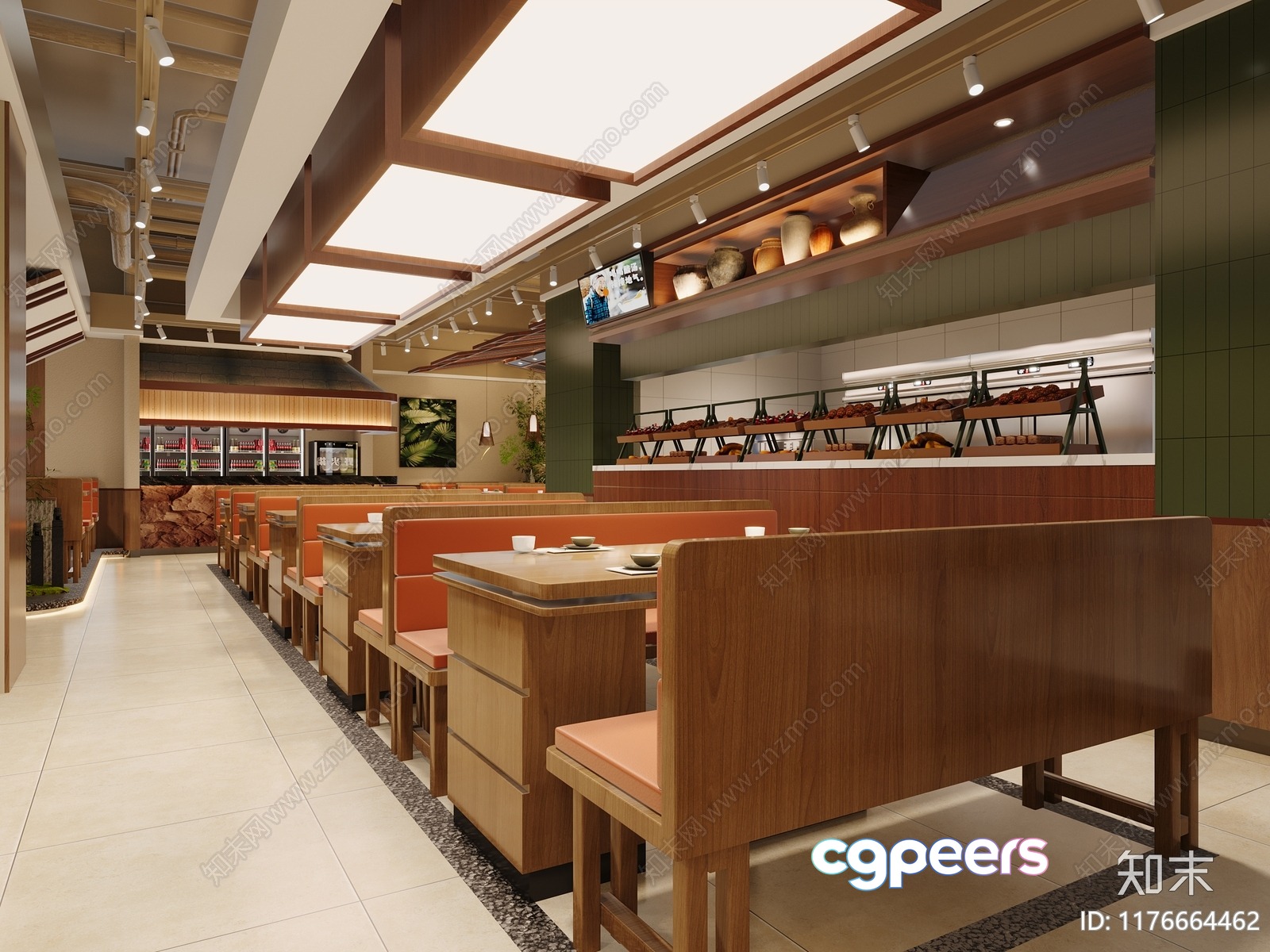 A Modern Restaurant Dining Area 3D Model - 13839 - CORONA Render