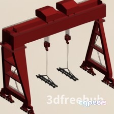 A 3D Rendering Of A Red Gantry Crane 3D Model - 12641 - VRAY Render A 3D Rendering Of A Red Gantry Crane 3D Model - 12641 - VRAY Render