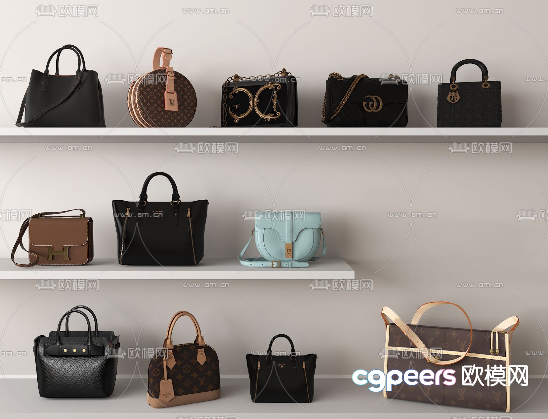 The Main Subject Is A Collection Of Handbags And One Key Characteristic Is 3D Model - 12202 - VRAY Render The Main Subject Is A Collection Of Handbags And One Key Characteristic Is 3D Model - 12202 - VRAY Render
