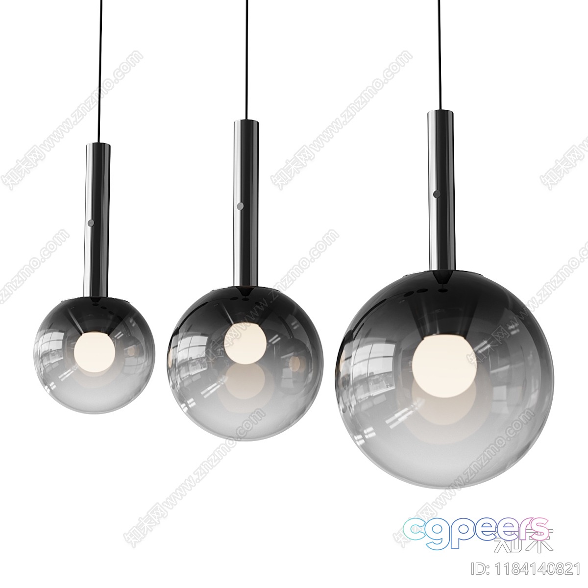 Three Hanging Glass Light Fixtures 3D Model - 23652 - CORONA Render
